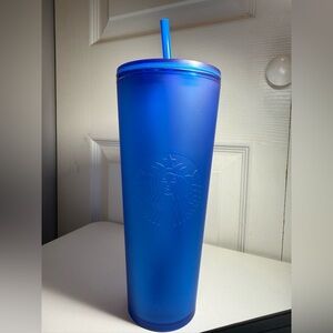 Starbucks Matte Blue Tumbler with Lid and Straw
